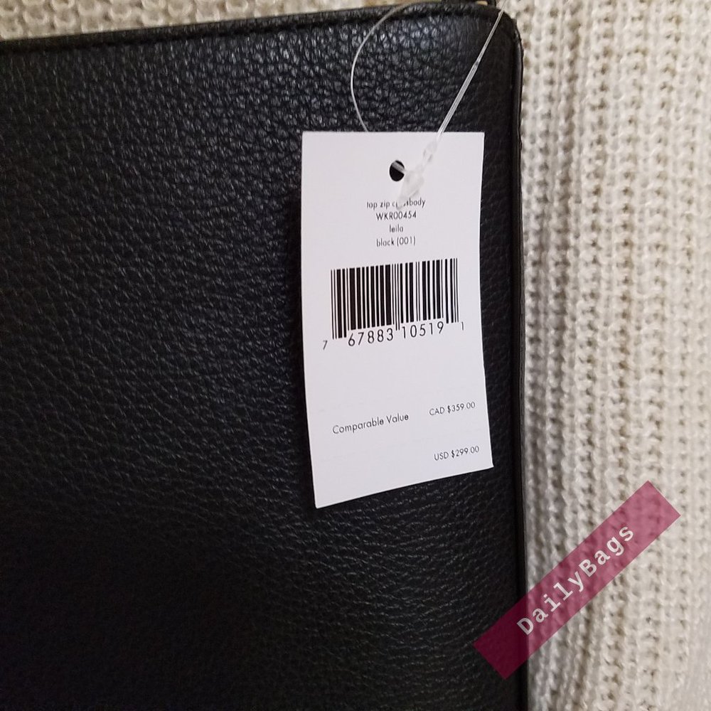 NWT KATE SPADE TOP ZIP CROSSBODY LEILA BLACK WKR00454 100% AUTHENTIC - Picture 7 of 11